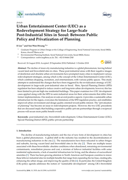 Urban Entertainment Center (UEC) As a Redevelopment Strategy for Large-Scale Post-Industrial Sites in Seoul: Between Public Policy and Privatization of Planning