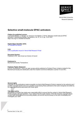 Selective Small-Molecule EPAC Activators