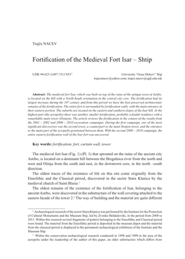 Fortification of the Medieval Fort Isar – Shtip