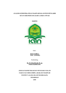 Analisis Semiotika Pesa Setan Seri Pert Jurusan Komuni Fakultas Institut Aga Isis Semiotika Pesan Dakwah Dalam Film Pengabd Seta