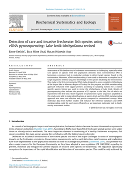 Detection of Rare and Invasive Freshwater Fish Species Using Edna