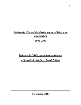 Pederastia Clerical De Mexicanos En México Y En Otros Países 1944-2013