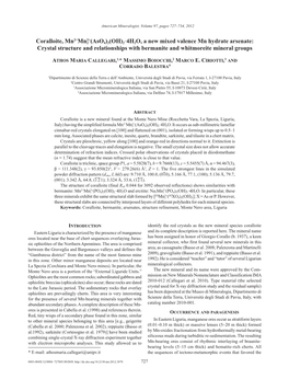 Coralloite, Mn2+Mn23+(Aso4)2(OH)2⋅4H2O, a New Mixed