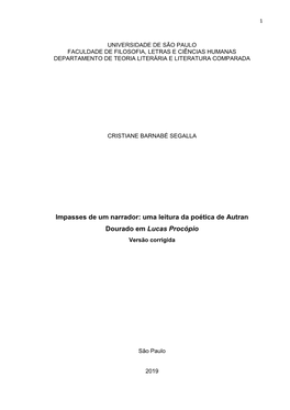 Uma Leitura Da Poética De Autran Dourado Em Lucas Procópio Versão Corrigida