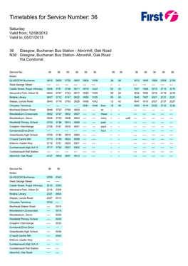 Timetables for Service Number: 36