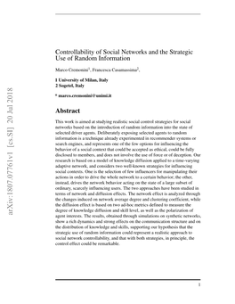 Controllability of Social Networks and the Strategic Use of Random Information