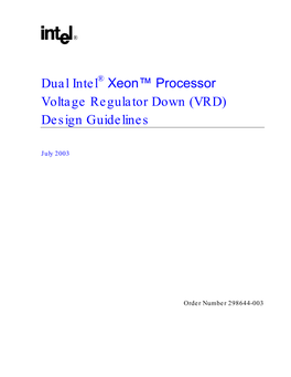 Xeon™ Processor Voltage Regulator Down (VRD) Design Guidelines