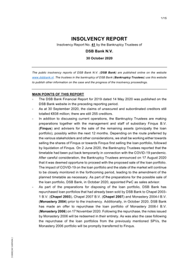 INSOLVENCY REPORT Insolvency Report No