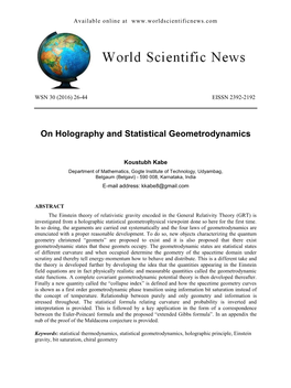 On Holography and Statistical Geometrodynamics