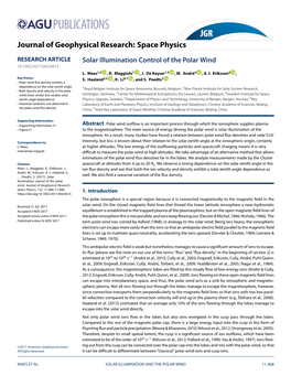 Solar Illumination Control of the Polar Wind 10.1002/2017JA024615 L