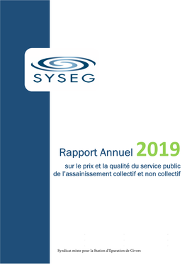 Rapport Annuel 2019 Sur Le Prix Et La Qualité Du Service Public De L’Assainissement Collectif Et Non Collectif