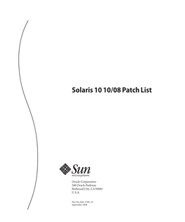 Solaris 10 1008 Patch List