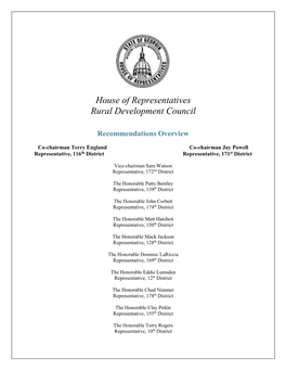 House of Representatives Rural Development Council