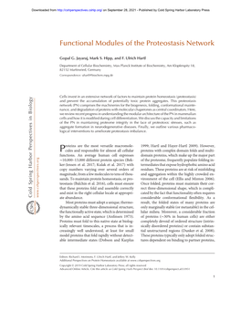 Functional Modules of the Proteostasis Network