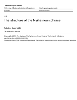 The Structure of the Nyiha Noun Phrase