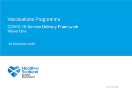 Vaccinations Programme COVID-19 Service Delivery Framework Wave One