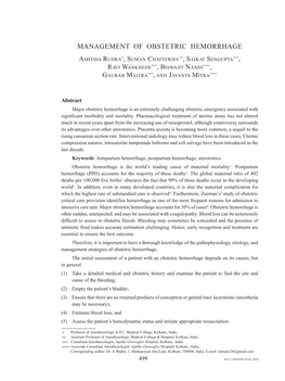 Management of Obstetric Hemorrhage