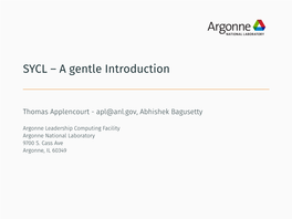 SYCL – a Gentle Introduction