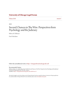 Second Chances in the Wire: Perspectives from Psychology and the Judiciary