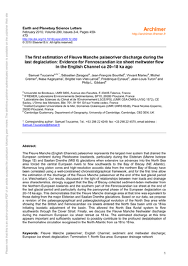 The First Estimation of Fleuve Manche Palaeoriver Discharge During The