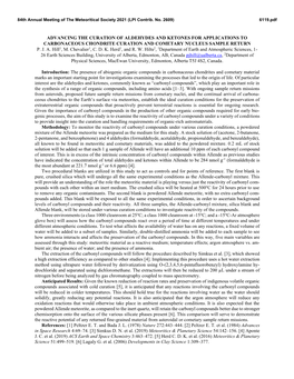 Advancing the Curation of Aldehydes and Ketones for Applications to Carbonaceous Chondrite Curation and Cometary Nucleus Sample Return P