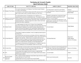 Purchasing and Accounts Payable Quick Reference Guide