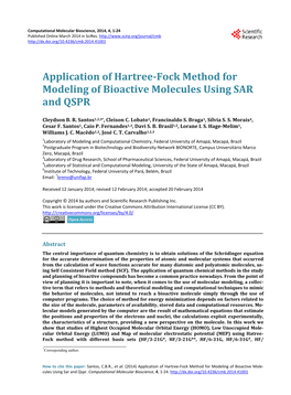 Application of Hartree-Fock Method for Modeling of Bioactive Molecules Using SAR and QSPR