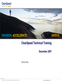 Clearspeed Technical Training
