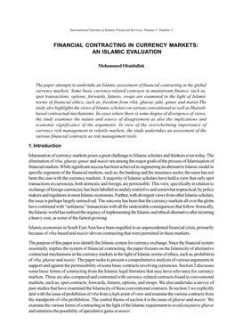 Financial Contracting in Currency Markets: an Islamic Evaluation