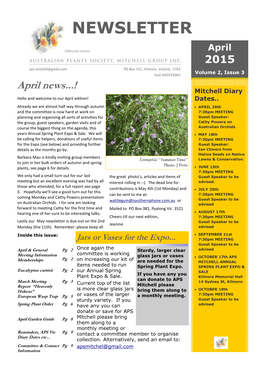 APS Mitchell Newsletter 2015. 2.3 April