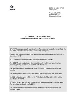 CGMS-42 JAXA-WP-01 22 May 2014