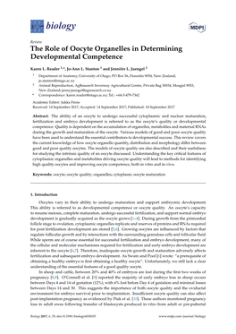 The Role of Oocyte Organelles in Determining Developmental Competence