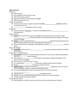 What Is Science? Objectives  Define Science