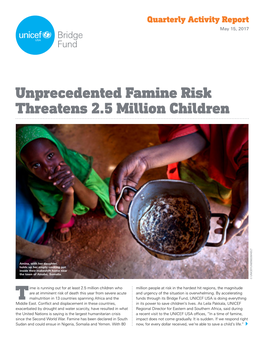 Unprecedented Famine Risk Threatens 2.5 Million Children