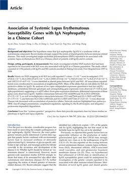 Article Association of Systemic Lupus Erythematosus