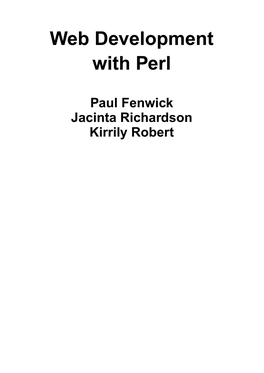 Web Development with Perl