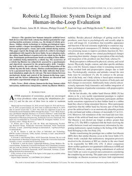 Robotic Leg Illusion: System Design and Human-In-The-Loop Evaluation Dimitri Penner, Anna M