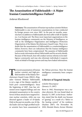 The Assassination of Fakhrizadeh—A Major Iranian Counterintelligence Failure?