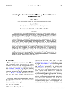 Revisiting the Generation of Internal Waves by Resonant Interaction with Surface Waves