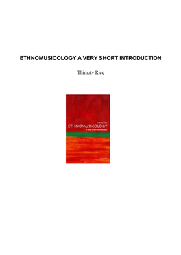 Ethnomusicology a Very Short Introduction