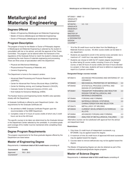 Metallurgical and Materials Engineering - (2021-2022 Catalog) 1