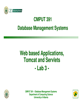 Web Based Applications, Tomcat and Servlets - Lab 3