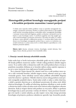 Historiografski Problemi Kronologije Staroegipatske Povijesti U Hrvatskim Povijesnim Znanostima I Nastavi Povijesti