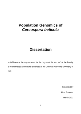 Population Genomics of Cercospora Beticola Dissertation