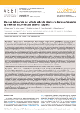 Efectos Del Manejo Del Viñedo Sobre La Biodiversidad De Artrópodos Epiedáficos En Andalucía Oriental (España) J