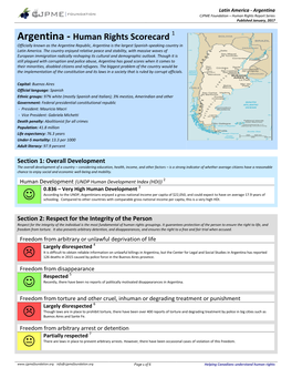 Argentina CJPME Foundation – Human Rights Report Series Published January, 2017