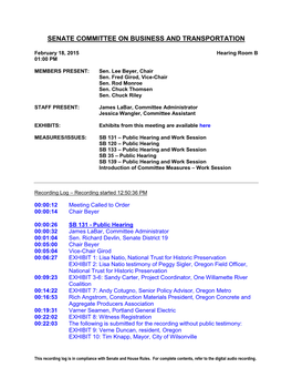 Senate Committee on Business and Transportation