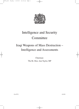 Iraqi Weapons of Mass Destruction – Intelligence and Assessments