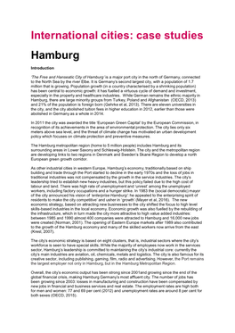 International Cities: Case Studies Hamburg