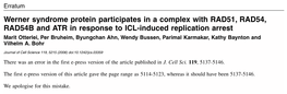 Werner Syndrome Protein Participates in a Complex with RAD51, RAD54